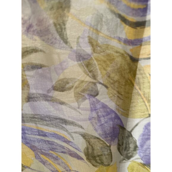 Yellow & Purple Floral Sheer Kimono Cover-Up With Lace Trim Loungewear - Picture 4 of 6